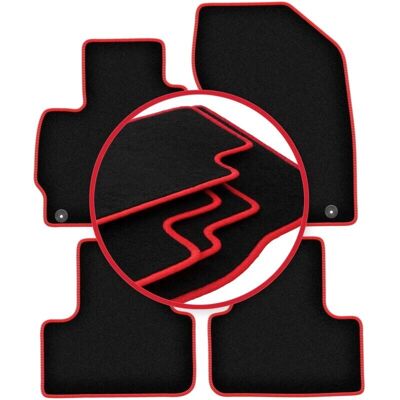 Carlux - C4 Aircross - Negro - Costuras rojas - Alfombrillas Carlux - C4 Aircross - Negro - Costuras rojas - Alfombrillas