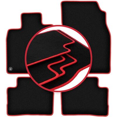 WLG-CARLUX-RED - Nissan Qashqai J11 - Negro - Alfombrillas de coche WLG-CARLUX-RED - Nissan Qashqai J11 - Negro - Alfombrillas de coche