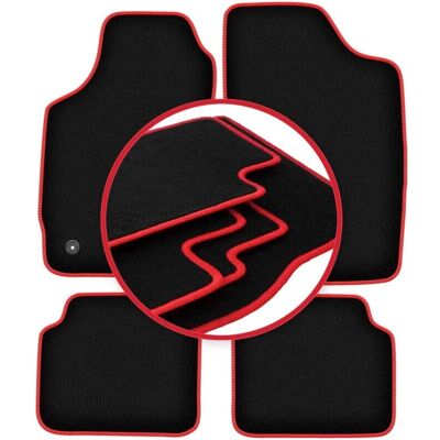 CARLUX - WLG-CARLUX-RED - Negro - Costuras rojas - Alfombrillas CARLUX - WLG-CARLUX-RED - Negro - Costuras rojas - Alfombrillas