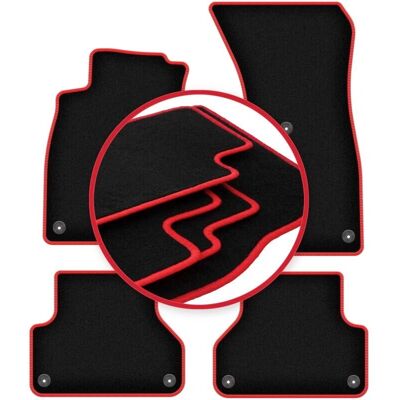 CARLUX - CARLUX-RED - Negro - Costuras rojas - Car mats CARLUX - CARLUX-RED - Negro - Costuras rojas - Car mats