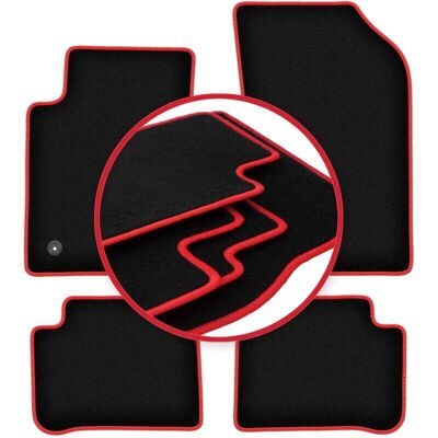 WLG - CARLUX-RED - Negro - Costuras rojas - Car mats WLG - CARLUX-RED - Negro - Costuras rojas - Car mats