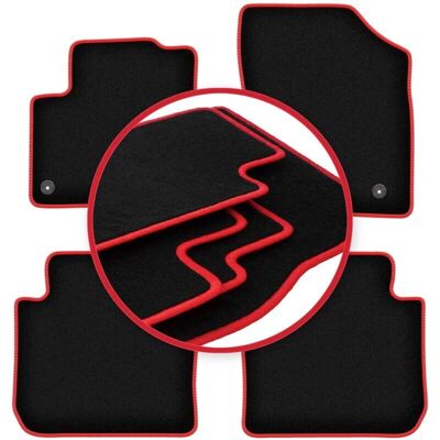 CARLUX - WLG-CARLUX-RED - Negro - Costuras rojas - Alfombrillas CARLUX - WLG-CARLUX-RED - Negro - Costuras rojas - Alfombrillas