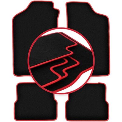 CARLUX - WLG-CARLUX-RED - Negro - Costura Roja - Alfombrillas CARLUX - WLG-CARLUX-RED - Negro - Costura Roja - Alfombrillas