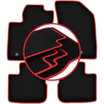 CARLUX - WLG-CARLUX-RED - Negro - Costuras rojas - Alfombrillas para coche CARLUX - WLG-CARLUX-RED - Negro - Costuras rojas - Alfombrillas para coche
