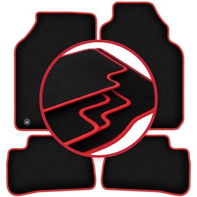 WLG-CARLUX-RED - Nissan 100NX - Negro - Costuras rojas - Alfombrillas WLG-CARLUX-RED - Nissan 100NX - Negro - Costuras rojas - Alfombrillas
