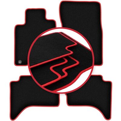 CARLUX - CARLUX-RED - Negro - costuras rojas - Car Mats CARLUX - CARLUX-RED - Negro - costuras rojas - Car Mats