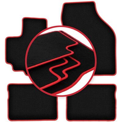 Carlux - WLG-CARLUX-RED - Negro - Costuras rojas - Alfombrillas Carlux - WLG-CARLUX-RED - Negro - Costuras rojas - Alfombrillas