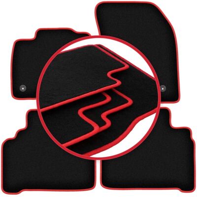 Carlux - WLG-CARLUX-RED - Negro - Costuras rojas - Car Mats Carlux - WLG-CARLUX-RED - Negro - Costuras rojas - Car Mats