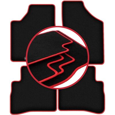 CARLUX - WLG-CARLUX-RED - Negro - Costuras rojas - Alfombrillas CARLUX - WLG-CARLUX-RED - Negro - Costuras rojas - Alfombrillas