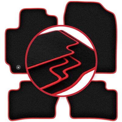 WLG - CARLUX-RED - Negro - Costura roja - Car Mats WLG - CARLUX-RED - Negro - Costura roja - Car Mats