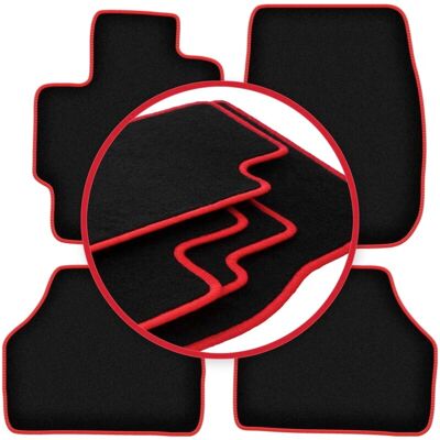 CARLUX - WLG-CARLUX-RED - Negro - Costuras rojas - Alfombrillas CARLUX - WLG-CARLUX-RED - Negro - Costuras rojas - Alfombrillas