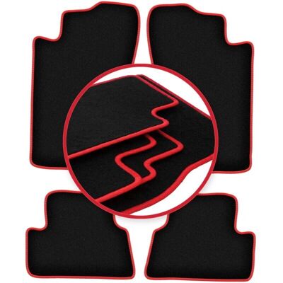 CARLUX - WLG-CARLUX-RED - Negro - Costura Roja - Alfombrillas CARLUX - WLG-CARLUX-RED - Negro - Costura Roja - Alfombrillas