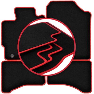 CARLUX - Yaris III FL - Negro - Costuras rojas - Alfombrillas CARLUX - Yaris III FL - Negro - Costuras rojas - Alfombrillas