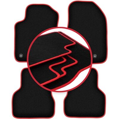 Carlux - CARLUX-RED - Noir - Coutures rouges - Car Mats - Publicité Carlux - CARLUX-RED - Noir - Coutures rouges - Car Mats - Publicité