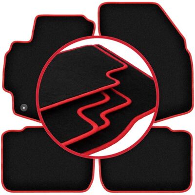 CARLUX - WLG-CARLUX-RED - Negro - Costuras rojas - Alfombrillas de coche CARLUX - WLG-CARLUX-RED - Negro - Costuras rojas - Alfombrillas de coche