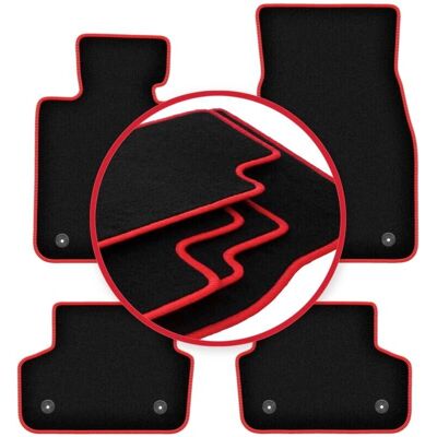 CARLUX - BMW 5 G31 - Black with red stitching - Alfombrillas CARLUX - BMW 5 G31 - Black with red stitching - Alfombrillas