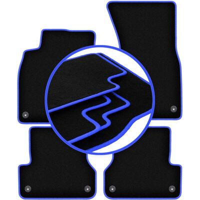 CARLUX-BLUE - Audi A7 - Negro - Costura azul - Alfombrillas de coche CARLUX-BLUE - Audi A7 - Negro - Costura azul - Alfombrillas de coche