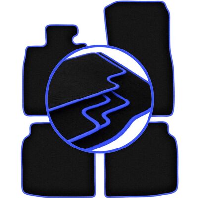 CARLUX-BLUE - BMW 7 F02 - Negro - Costuras azules - Alfombrillas CARLUX-BLUE - BMW 7 F02 - Negro - Costuras azules - Alfombrillas