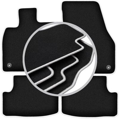 WLG - CARLUX-SILVER - Negro con ribete gris - Floor mats WLG - CARLUX-SILVER - Negro con ribete gris - Floor mats