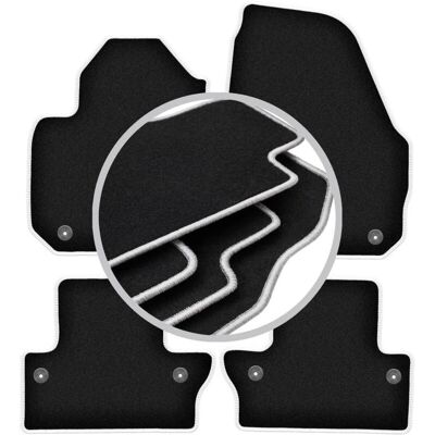 Carlux - CARLUX-SILVER - Negro - Borde gris - Car mats Carlux - CARLUX-SILVER - Negro - Borde gris - Car mats