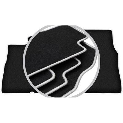 CARLUX-SILVER - Citroën Jumper I - Pelo negro perforado - Borde gris claro - Floor Mats CARLUX-SILVER - Citroën Jumper I - Pelo negro perforado - Borde gris claro - Floor Mats
