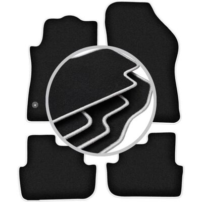 WLG - CARLUX-SILVER - Negro - Borde gris - Alfombrillas coche WLG - CARLUX-SILVER - Negro - Borde gris - Alfombrillas coche