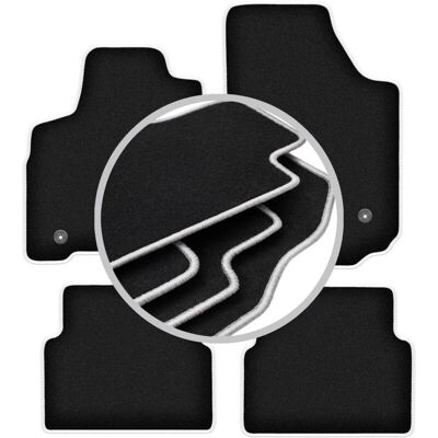CARLUX-SILVER - Opel Meriva A - Negro - Borde Gris - Alfombrillas CARLUX-SILVER - Opel Meriva A - Negro - Borde Gris - Alfombrillas