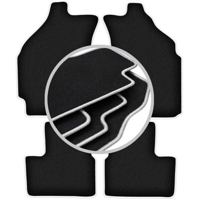 WLG - CARLUX-SILVER - negro - borde gris - alfombrillas para coche WLG - CARLUX-SILVER - negro - borde gris - alfombrillas para coche