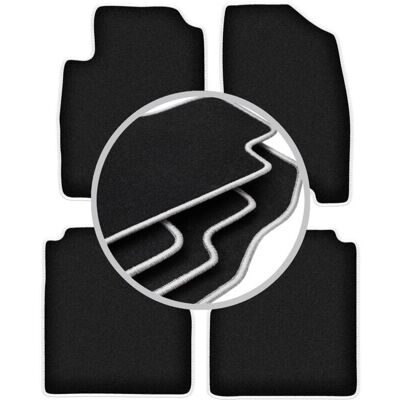 CARLUX-SILVER - Nissan Navara D40 - Pelo negro perforado - Ribete gris claro - Alfombrillas de coche CARLUX-SILVER - Nissan Navara D40 - Pelo negro perforado - Ribete gris claro - Alfombrillas de coche