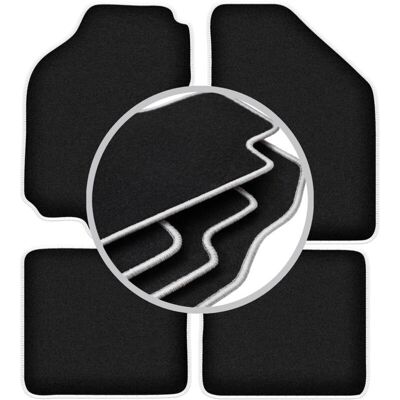 CARLUX-SILVER - Fiat Marea Weekend (1995-2001) - WLG-CARLUX-SILVER - negro - ribete gris claro - Alfombrillas de coche CARLUX-SILVER - Fiat Marea Weekend (1995-2001) - WLG-CARLUX-SILVER - negro - ribete gris claro - Alfombrillas de coche