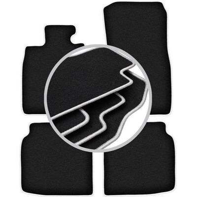 CARLUX-SILVER - BMW 7 F02 - Negro - Borde gris - Alfombrillas CARLUX-SILVER - BMW 7 F02 - Negro - Borde gris - Alfombrillas