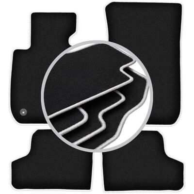 CARLUX-SILVER - BMW 3 E93 Cabrio - pelo negro - perforado - ribete gris claro - Car mats CARLUX-SILVER - BMW 3 E93 Cabrio - pelo negro - perforado - ribete gris claro - Car mats