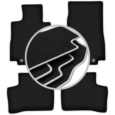 Carlux - WLG-CARLUX-SILVER - Guarnición gris - Pelo negro perforado - Car Mats Carlux - WLG-CARLUX-SILVER - Guarnición gris - Pelo negro perforado - Car Mats