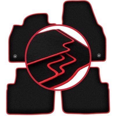 CARLUX - Skoda Kamiq - Negro - Costuras rojas - Alfombrillas CARLUX - Skoda Kamiq - Negro - Costuras rojas - Alfombrillas