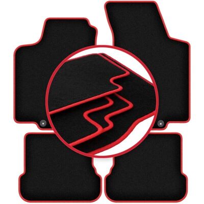 Carlux - CARLUX-RED - Negro con costuras rojas - Car Mats Carlux - CARLUX-RED - Negro con costuras rojas - Car Mats