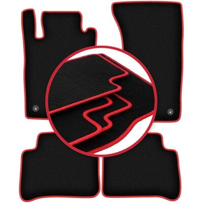 CARLUX - W211 4Matic - Negro - Costuras rojas - Alfombrillas CARLUX - W211 4Matic - Negro - Costuras rojas - Alfombrillas