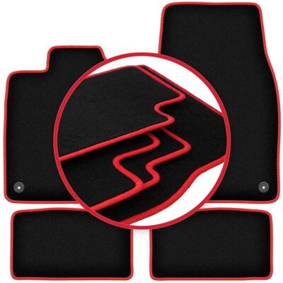 CARLUX - CARLUX-RED - Negro con costuras rojas - Polipropileno - Alfombrillas de coche CARLUX - CARLUX-RED - Negro con costuras rojas - Polipropileno - Alfombrillas de coche