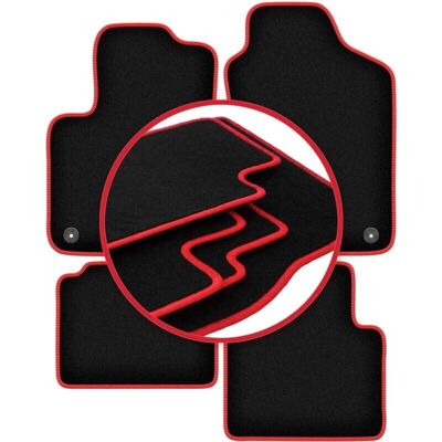 WLG - CARLUX-RED - Negro - Costuras rojas - Alfombrillas de coche WLG - CARLUX-RED - Negro - Costuras rojas - Alfombrillas de coche