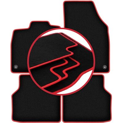 CARLUX - Audi Q4 e-tron - Negro - Costuras rojas - Car Mats CARLUX - Audi Q4 e-tron - Negro - Costuras rojas - Car Mats