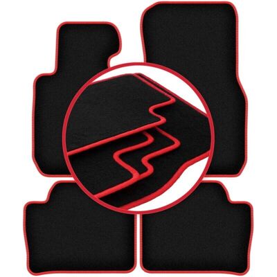 CARLUX - WLG-CARLUX-RED - Negro - Costuras rojas - Alfombrillas CARLUX - WLG-CARLUX-RED - Negro - Costuras rojas - Alfombrillas