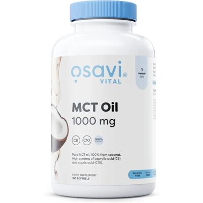 Aceite de coco Osavi 1000mg - 180 cápsulas blandas - Suplemento dietético Aceite de coco Osavi 1000mg - 180 cápsulas blandas - Suplemento dietético