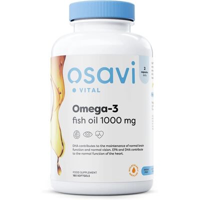Osavi Aceite de Pescado Omega-3 Destilado Molecularmente - 180 Softgels Osavi Aceite de Pescado Omega-3 Destilado Molecularmente - 180 Softgels