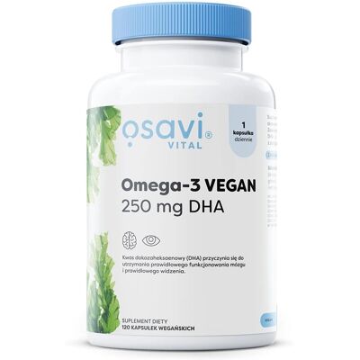 Osavi Vegane Omega-3 Kapseln - 250mg DHA - 120 Kapseln Osavi Vegane Omega-3 Kapseln - 250mg DHA - 120 Kapseln