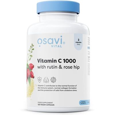 Osavi Vitamin C1000 mit Rutin & Hagebutte - Vegane Kapseln Osavi Vitamin C1000 mit Rutin & Hagebutte - Vegane Kapseln