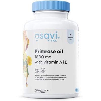 Osavi Nachtkerzenöl mit Vitamin A & E 1800mg - 120 Kapseln Osavi Nachtkerzenöl mit Vitamin A & E 1800mg - 120 Kapseln