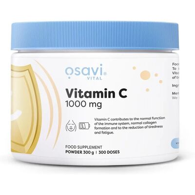 Osavi Vitamin C Pulver 1000mg - 300g - Unterstützt Immunität, Kollagen, Eisen Osavi Vitamin C Pulver 1000mg - 300g - Unterstützt Immunität, Kollagen, Eisen