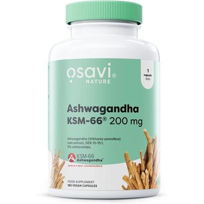 Osavi Ashwagandha KSM-66 - Vegan Capsules - 200mg - 180 pcs Osavi Ashwagandha KSM-66 - Vegan Capsules - 200mg - 180 pcs