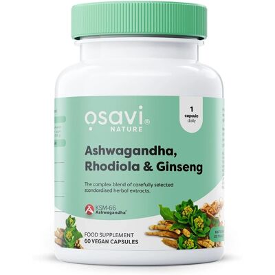 Osavi Ashwagandha Modello - Rhodiola & Ginseng - 60 Capsule Vegane Osavi Ashwagandha Modello - Rhodiola & Ginseng - 60 Capsule Vegane