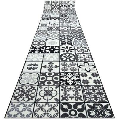 RugsX Lisbon Tiles Grey Black Runner - Runner rug RugsX Lisbon Tiles Grey Black Runner - Runner rug