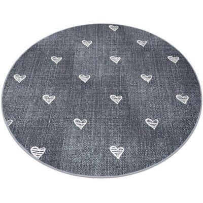 Dywany Łuszczów Alfombra Infantil Corazones Círculos Gris - 133cm Estilo Tallado Dywany Łuszczów Alfombra Infantil Corazones Círculos Gris - 133cm Estilo Tallado